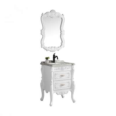 Floor mounted small size pvc vanity sets with marble top vanities luxury french style designs beautiful cabinet on sale