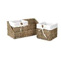 Removable liners container bins seagrass wall hanging wicker shelf storage vietnam basket