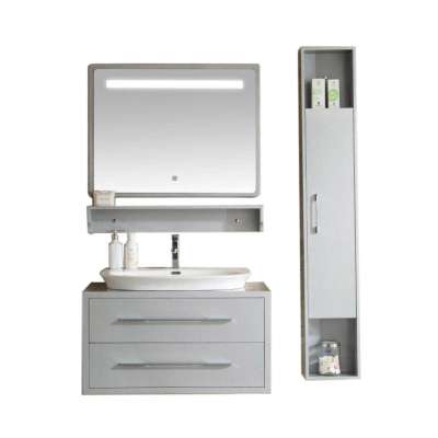 High density PVC led mirror bathroom cabinet with good painting finished shining color customized mirror bathroom