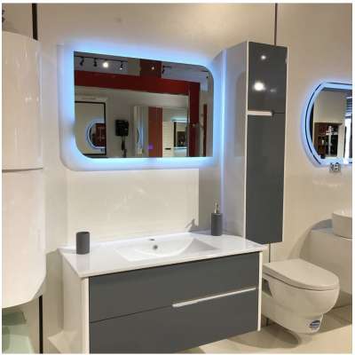 High quality bathroom cabinet waterproof led mirror wall hung set