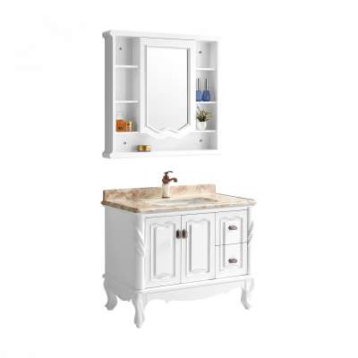 China wholesale vintage vanity white big size vanities with marble top mirror cabinet popular designs customized