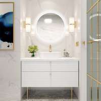 High Quality Marble Bath Room Sinks Makeup Modern Furniture Vanity Table Cabinet Wood Cabinets Bathroom Vanities Smart Mirror