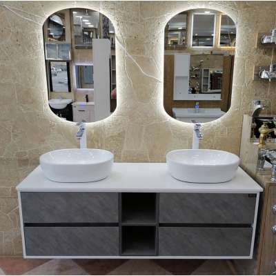 High quality double basin wall hung waterproof bathroom cabinet vanity